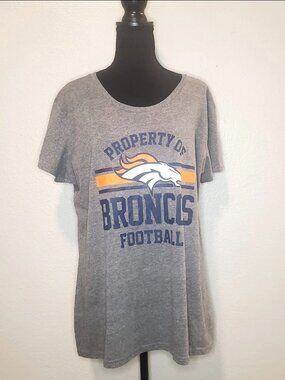 NWOT Instant Message Womens Gray "Property Of Broncos" Tee Size:X-Large